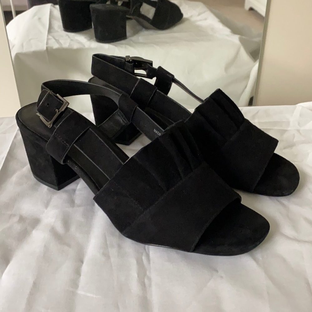 miista strappy black heeled sandals suede